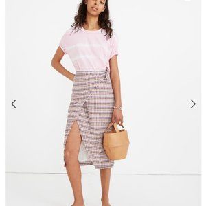 NWT Madewell Blossom Gingham Sarong Wrap Midi Skirt